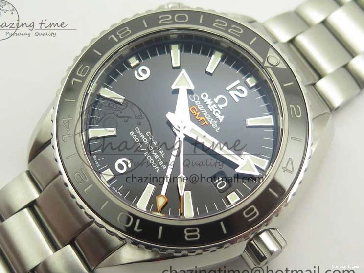 0312 Chic Planet Ocean 600M Co-Axial GMT 43.5mm VSF 1:1 Best Edition Black Dial Silver Markers on SS Bracelet A8605 Super Clone 8025